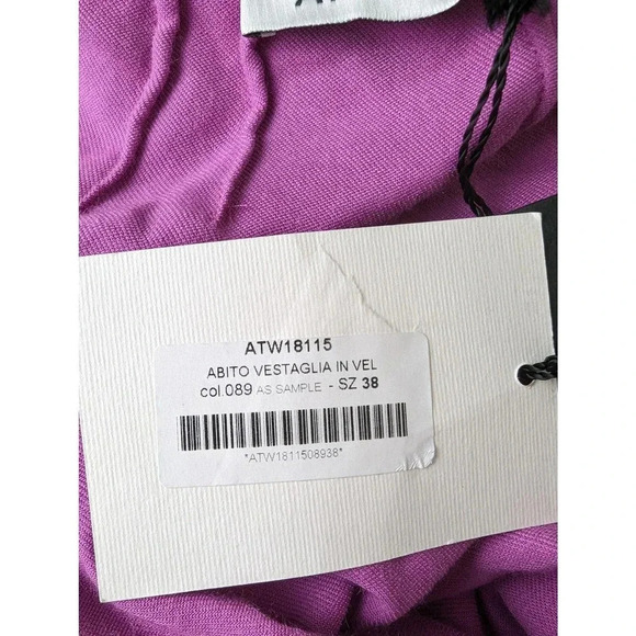 The Attico Velvet Wrap Dress Black Pink Size X-Small Maximalist Modest Midi - Picture 9 of 16